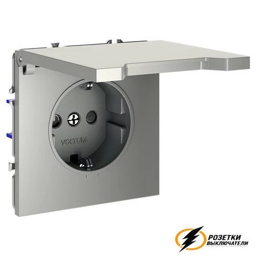 Розетка с крышкой ip40 16а 250в Voltum S70 шелк VLS040303