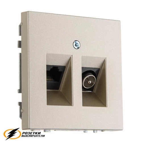 Розетка тв и интернет rj45 cat 6 Liregus Modern шампань