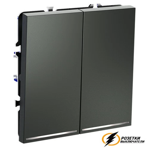 Выключатель двухклавишный с подсветкой Voltum S70 титан VLS020205