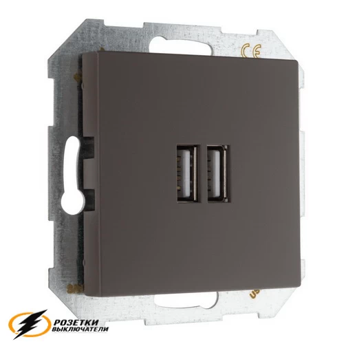 Зарядка USB 2 порта А+A 3,4mA Liregus Epsilon-Retro коричневая