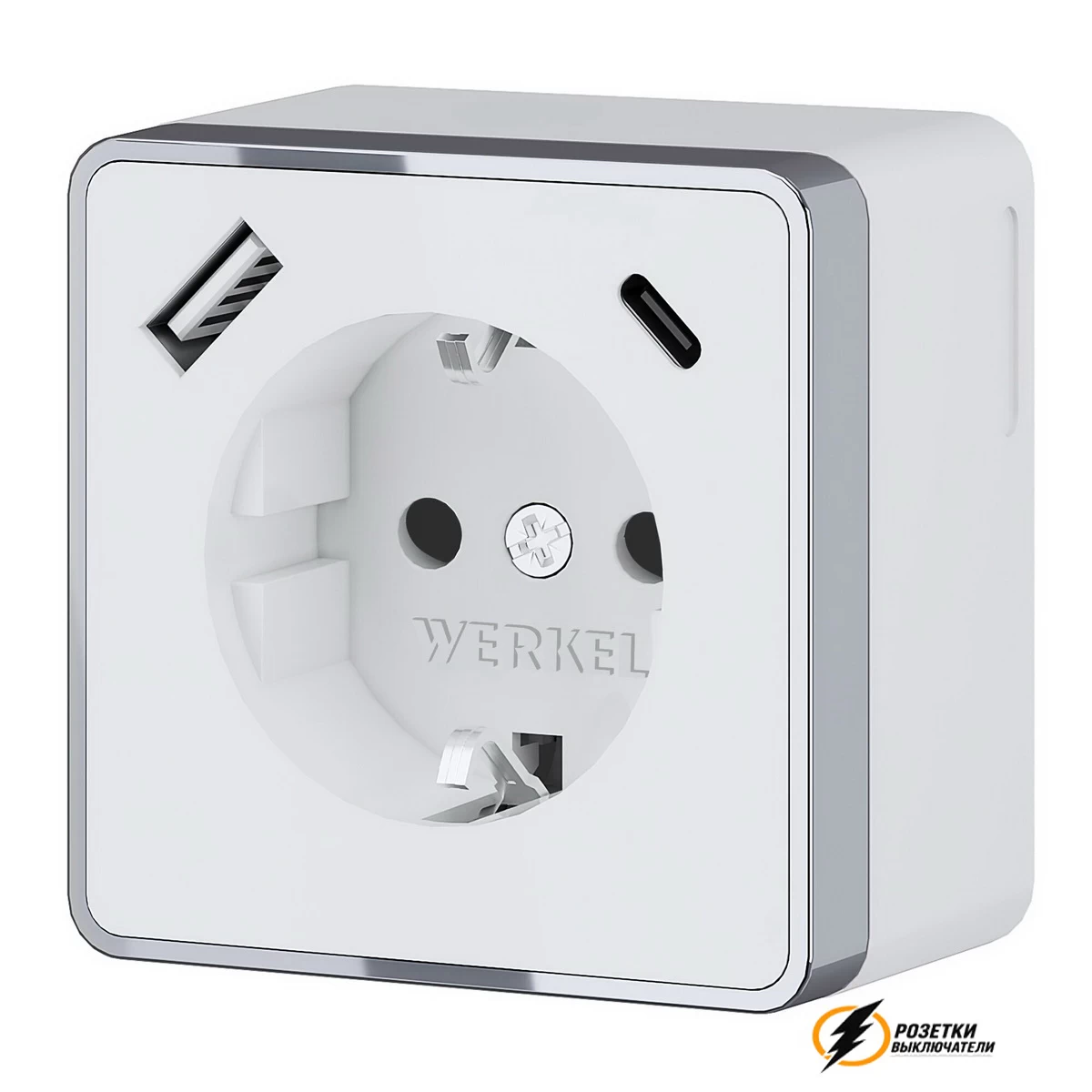 Розетка с USB зарядкой накладная 2 порта А+C 3,0 mA Werkel Gallant белая