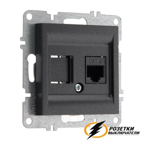 Розетка компьютерная rj45 cat 6e Arvia черная софт