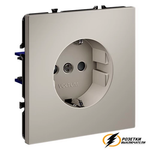 Розетка с заземлением со шторками 16а 250в Voltum S70 кашемир VLS040202