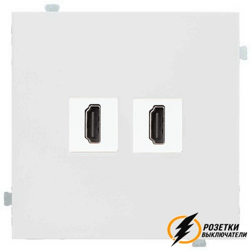 Розетка двойная HDMI Rikett белый сатин