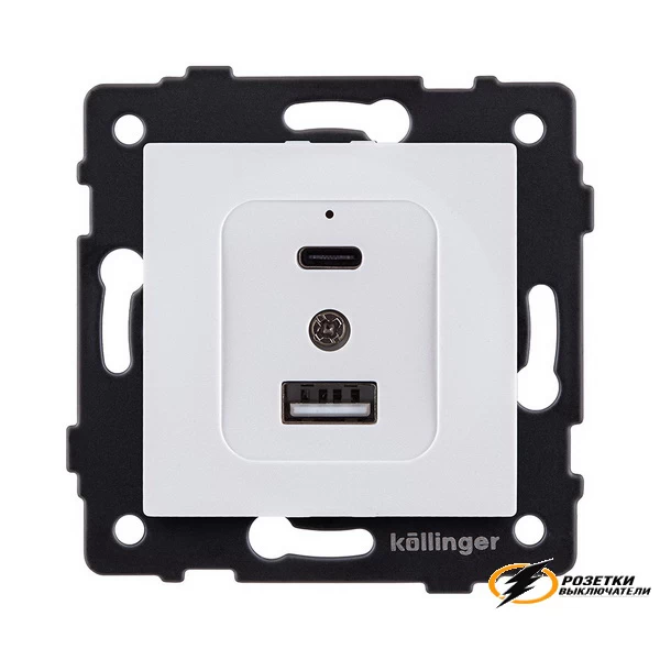 Зарядка USB 2 порта А+C 3000mA 20Вт Kollinger Aspekt белая