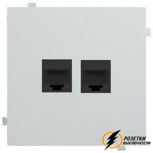 Розетка компьютерная rj45 двойная cat 5e Rikett серебро