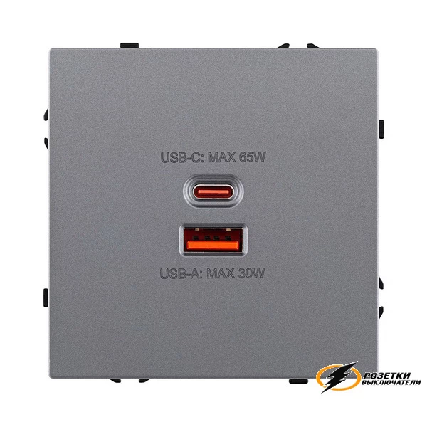 Зарядка USB 2 порта А+C 6000mA 65Вт Kollinger Eclipse серая