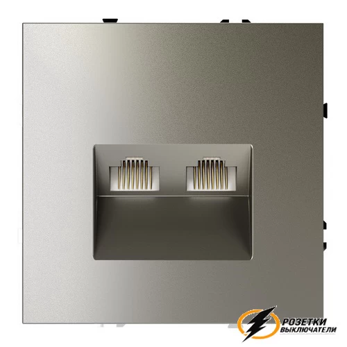 Розетка компьютерная rj45 двойная cat 6 Voltum S70 шелк VLS060203