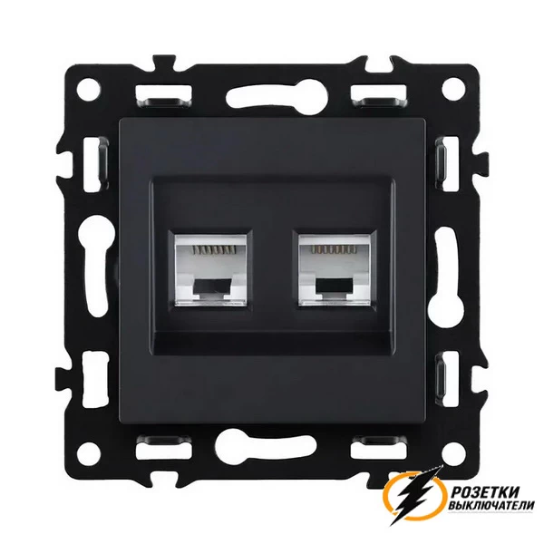 Розетка компьютерная rj45 двойная cat 6 Brionilux G черная матовая