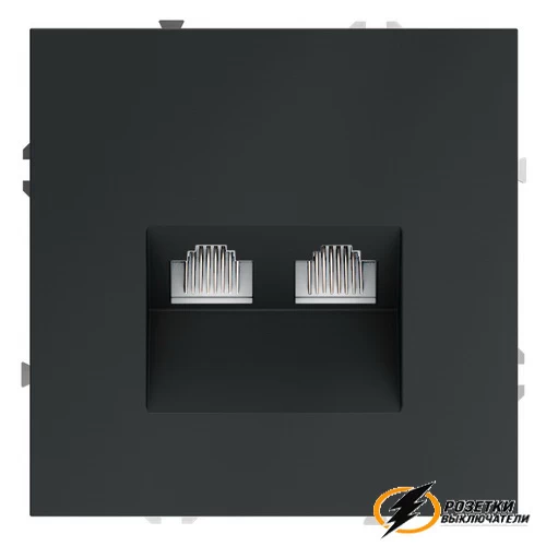 Розетка компьютерная rj45 двойная cat 6 Voltum S70 графит VLS060206