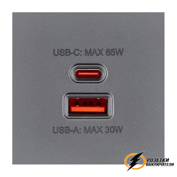 Накладка зарядки USB A+C 65Вт Brionilux G серая матовая