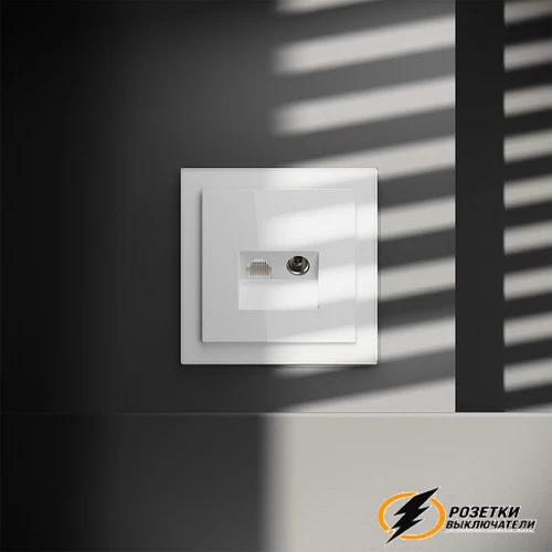 Розетка тв и интернет Voltum S70 белая глянцевая VLS060700