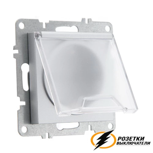 Розетка с крышкой и шторками ip44 16а 250в Arvia металлик