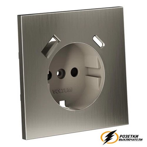 Накладка розетки зарядки тип А+C Voltum S70 Metal никель VLSM001010