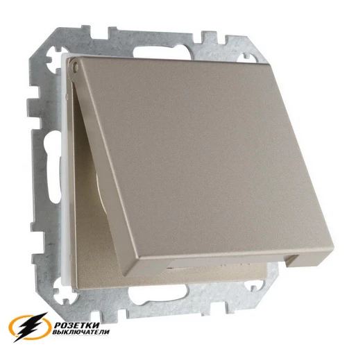 Розетка с крышкой ip44 16а 250в Liregus Epsilon-Retro шампань