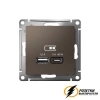 Зарядка USB 2 порта А+C 3,0 mA AtlasDesign мокко