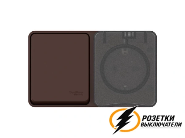 Розетка с выключателем одноклавишеым накладная ip54 16/10а 250в AtlasDesign Profi коричневая