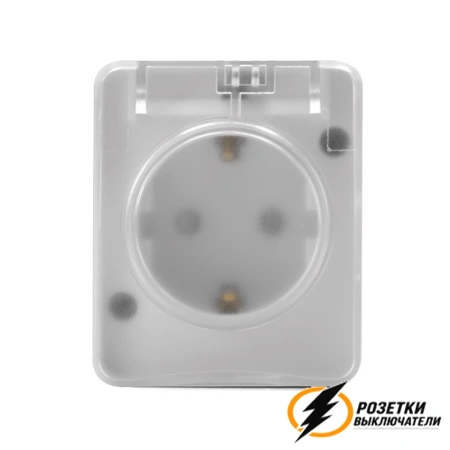 Розетка накладная с прозрачной крышкой ip54 16а 250в AtlasDesign Profi белая