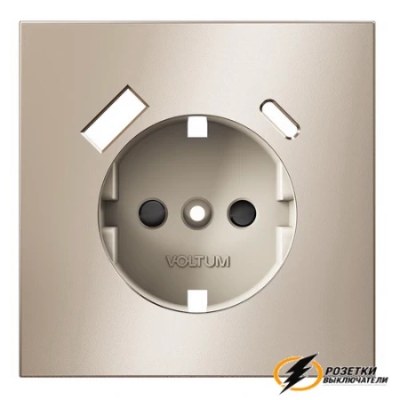 Накладка розетки зарядки тип А+C Voltum S70 Metal платина VLSM001009