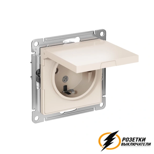 Розетка с белой крышкой ip20 16а 250в AtlasDesign бежевая