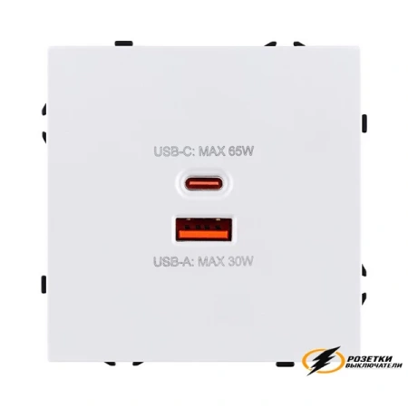 Зарядка USB 2 порта А+C 6000mA 65Вт Kollinger Eclipse белая