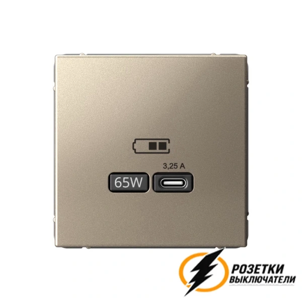 Зарядка USB 1 порта тип С 3250 mA ArtGallery шампань