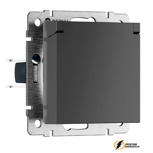 Розетка с крышкой ip40 16а 250в Werkel графит матовая