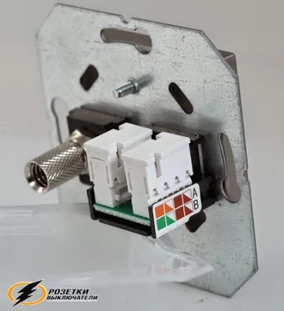 Розетка тв и интернет rj45 cat 6 Liregus Modern шампань