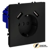 Розетка с USB зарядкой 2 порта, А 3,2 mA Voltum S70 черный VLS040407