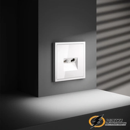 Розетка тв и интернет Voltum S70 белая глянцевая VLS060700