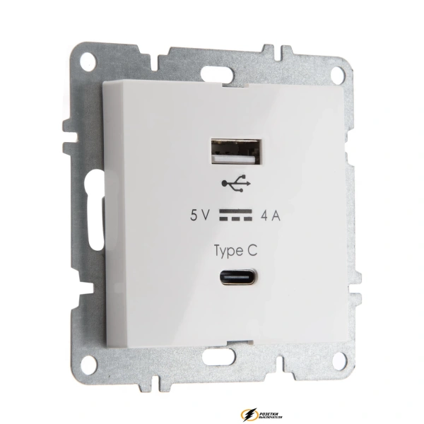 Зарядка USB 2 порта А+C 4000mA 20В Arvia белая