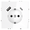 Розетка с USB зарядкой 2 порта, А+C 3,2 mA Voltum S70 белая глянцевая VLS040500