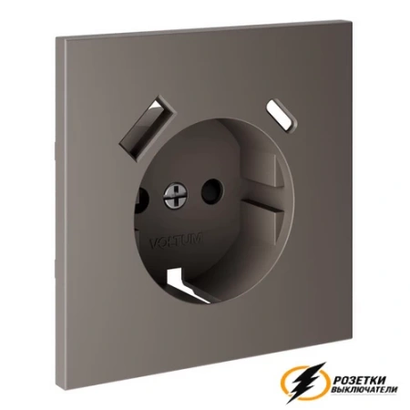 Розетка с USB зарядкой 2 порта, А+C 3,2 mA Voltum S70 капучино VLS001014+VLS0405M