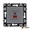 Зарядка USB 2 порта А+C 6000mA 65Вт Brionilux G серая матовая