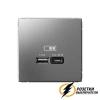 Зарядка USB 2 порта тип А-С 3000 mA ArtGallery сталь