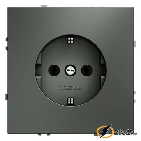 Розетка с заземлением 16а 250в Voltum S70 титан VLS040105