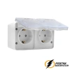 Розетка накладная двойная с прозрачной крышкой ip54 16а 250в AtlasDesign Profi белая