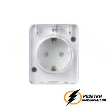 Розетка накладная с прозрачной крышкой ip54 16а 250в AtlasDesign Profi белая