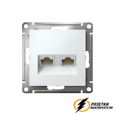 Компьютерная розетка rj45 UTP/FTP двойная cat 6 AtlasDesign белая