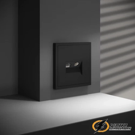 Розетка тв и интернет Voltum S70 черный VLS060707