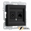 Розетка двойная ТВ + Internet rj45 cat 6 розетка Arvia черная
