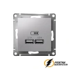 Зарядка USB 2 порта А+A 2,1 mA AtlasDesign алюминий