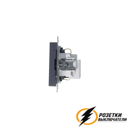 Розетка с заземлением со шторками 16а 250в AtlasDesign грифель