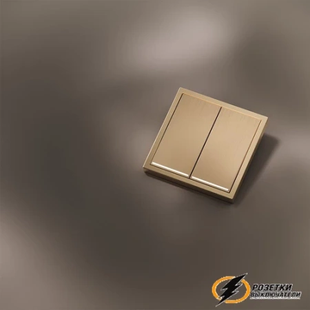 Накладка выключателя двухклавишного с подсветкой Voltum S70 Metal латунь VLSM000408