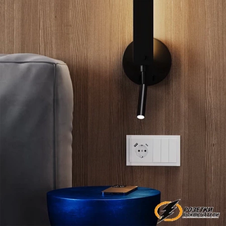 Розетка с USB зарядкой 2 порта, А+C 3,2 mA Voltum S70 белая глянцевая VLS040500