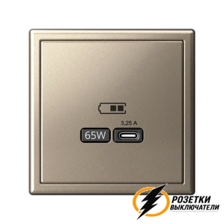 Зарядка USB 1 порта тип С 3250 mA ArtGallery шампань