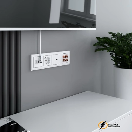Розетка с USB зарядкой 2 порта А+C 3,0 mA Werkel Werkel белая