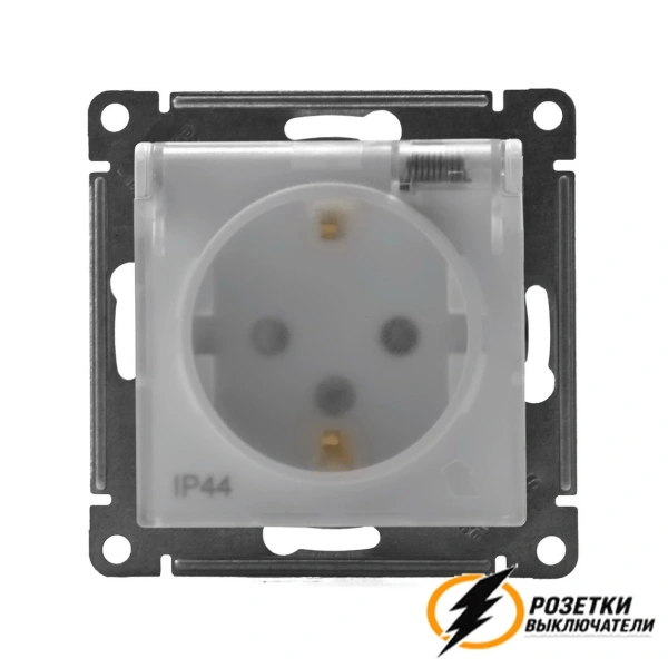 Розетка с прозрачной крышкой ip44 16а 250в AtlasDesign белая