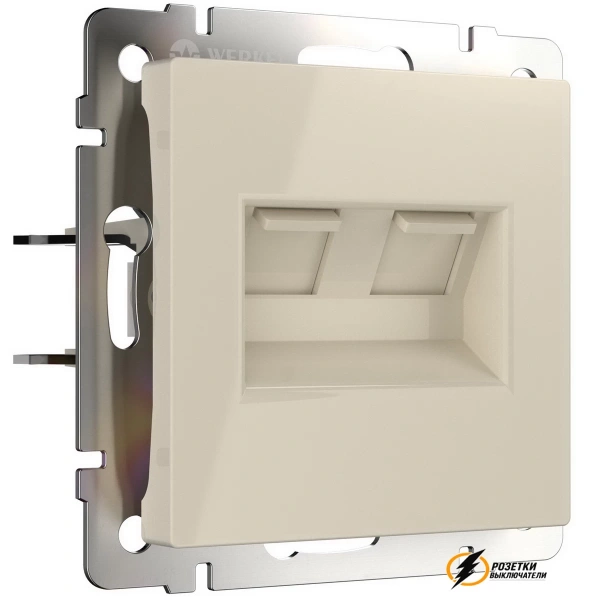 Розетка компьютерная rj45 двойная cat 5e Werkel слоновая кость