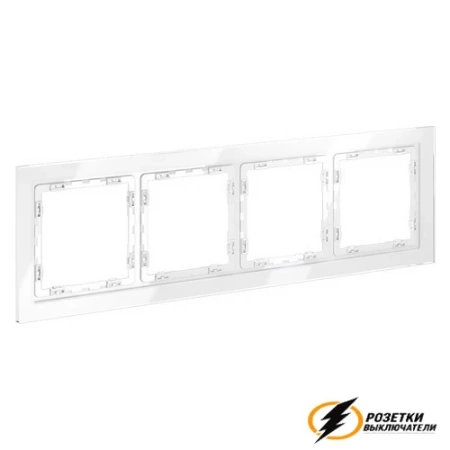 Рамка 4 местная стекло Voltum S70 белая глянцевая VLS110400